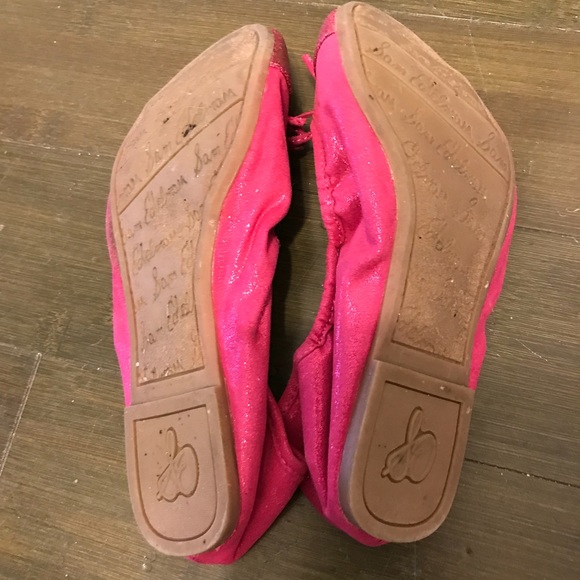NWOT Sam Edelman Fuschia Glitter Ballet Flats Sz 3 - Picture 3 of 4